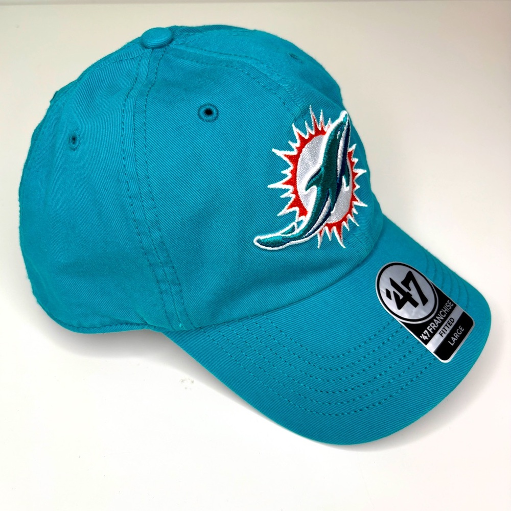 NEW ‘47 Miami Dolphins Fitted Cap Mens Aqua Franchise Logo